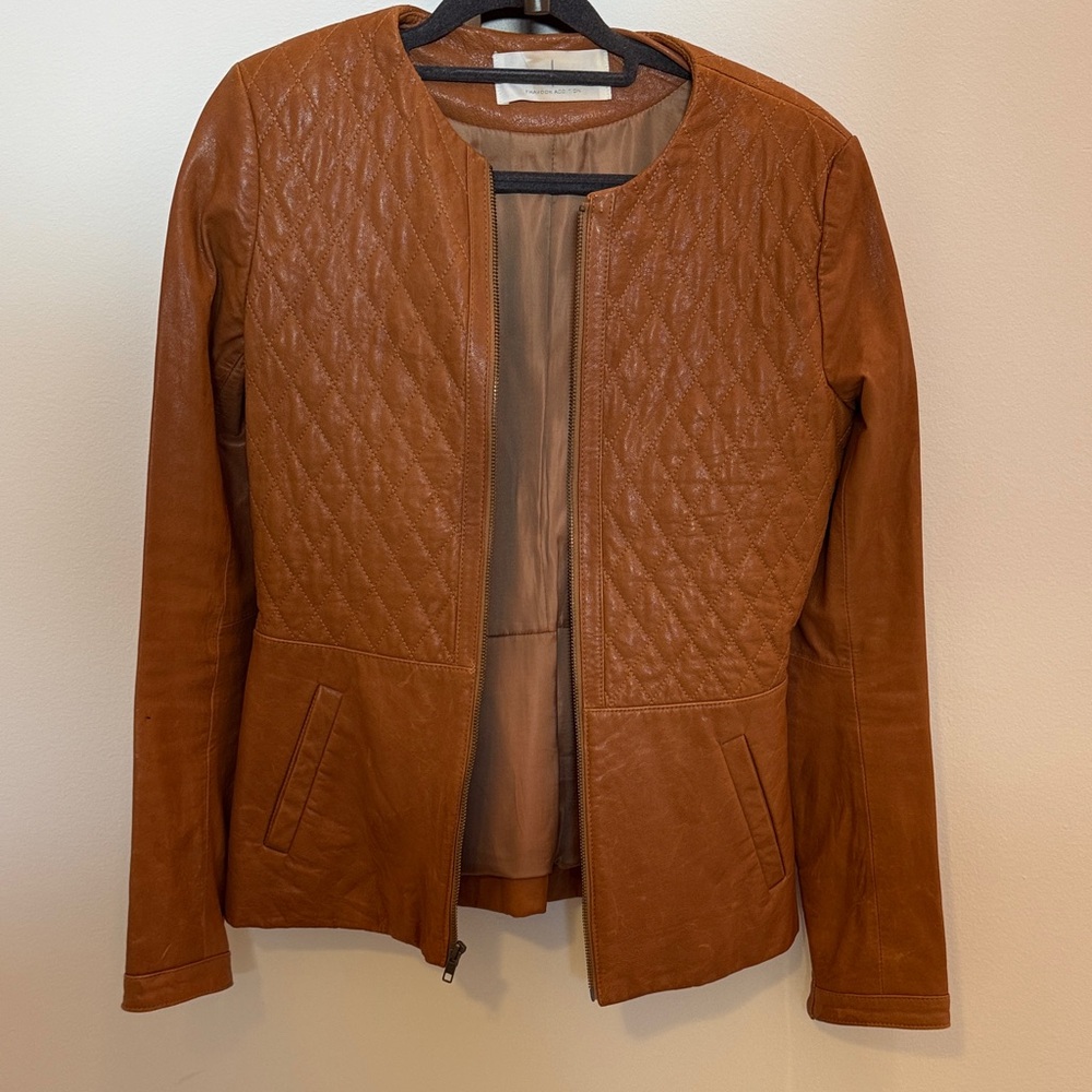 Thakoon Tan Quilted Leather Jacket